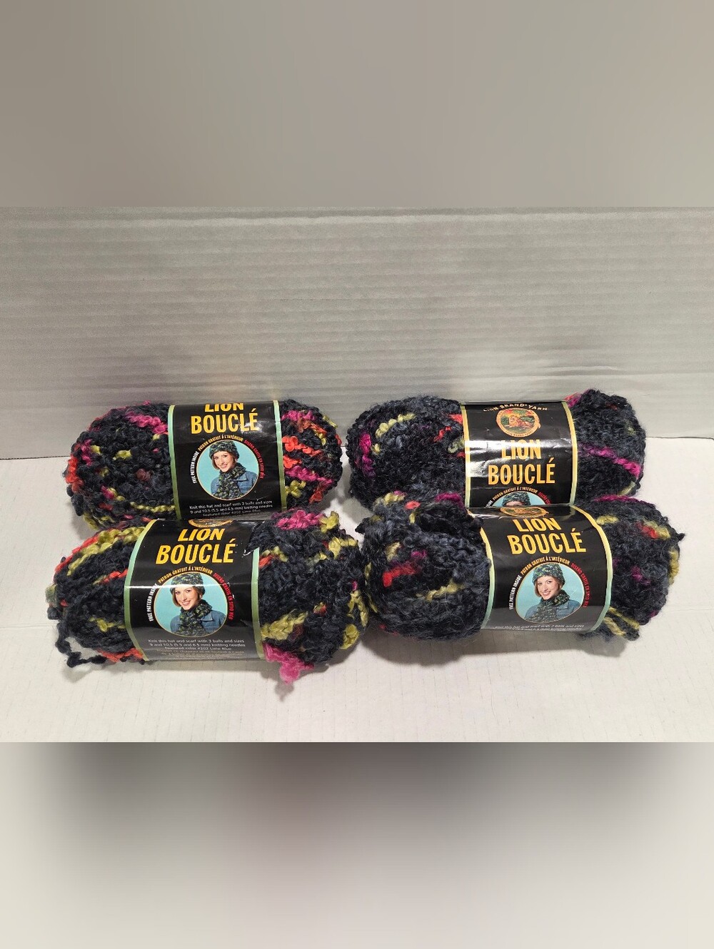 Lion Brand Boucle Licorice Yarn Lot Of 4 Skeins